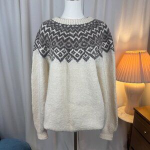 Vintage Handspun & Hand Knitted by Penny McNeill Fair Isle Sweater XL